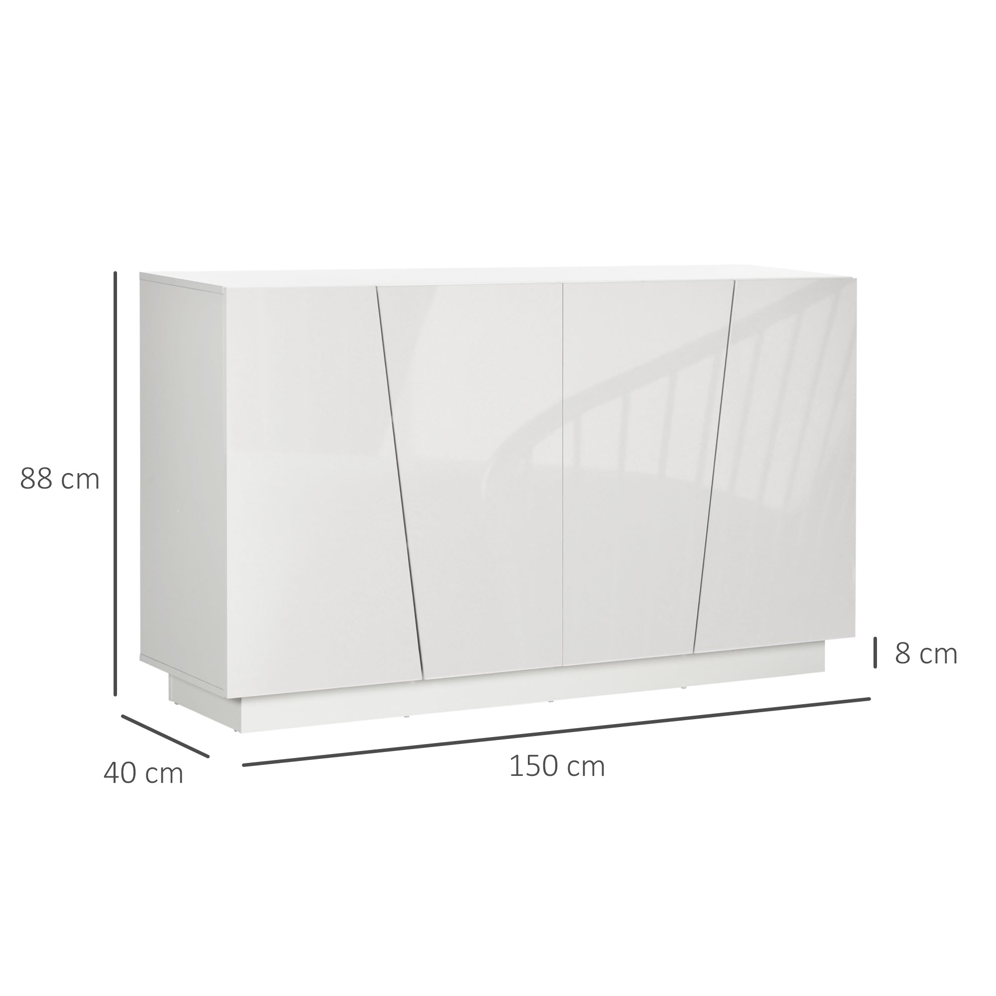 Homcom Multiuse cabinet in 5 -level white chipboard with adjustable shelf on 3 levels, 150x40x88 cm - Borgè