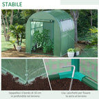 Greenhouse Tunnel Garden Greenhouse with Roller Doors and Windows in Green PE, 180x180x200cm - Borge' Group Limited