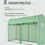 Garden Tunnel Greenhouse for Plants and Vegetables, Balcony Greenhouse with 2 Roller Doors and 4 Windows, PE Cover Steel Structure, 3x1x2m - Borge' Group Limited