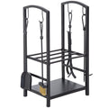 Outsunny Portalgna Set Set for the black steel fireplace 40 x 30 x 74.5cm - Borgè