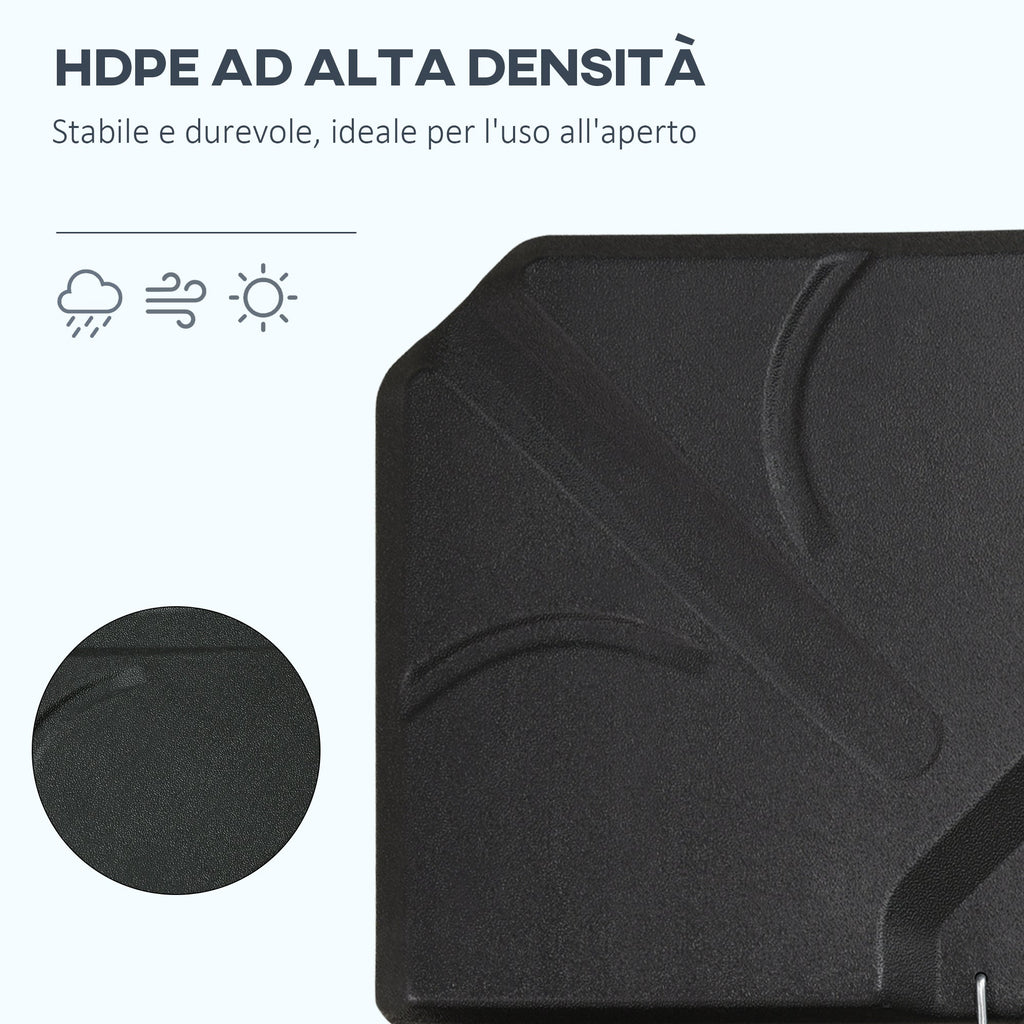 4-Piece HDPE Umbrella Base, Fillable with Water and Sand max 18kg, 103x103x8.3 cm, Black - Borge' Group Limited