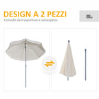 2x2.3m Portable Outdoor Umbrella with Tilting Canopy, Metal and Polyester, Cream - Borge' Group Limited
