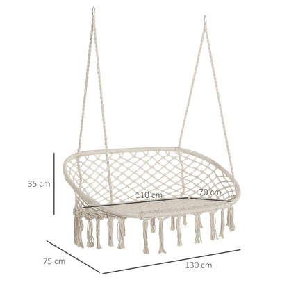 Garden and 2 -seater housing outsunny outsunny, metal frame and cotton seat 130x75x35cm, cream white - Borgè