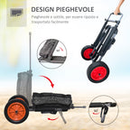 SPORTNOW Folding beach trolley with mesh pocket, telescopic handle and easel, 82x67x81 cm - Borgè