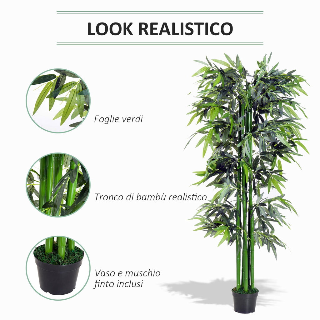 Outsunny artificial bamboo plant in 180cm pot for interiors and outsiders - Borgè
