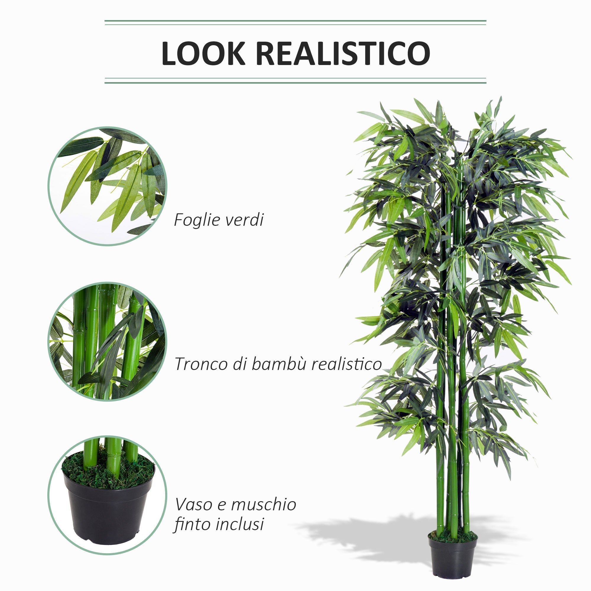 Outsunny artificial bamboo plant in 180cm pot for interiors and outsiders - Borgè