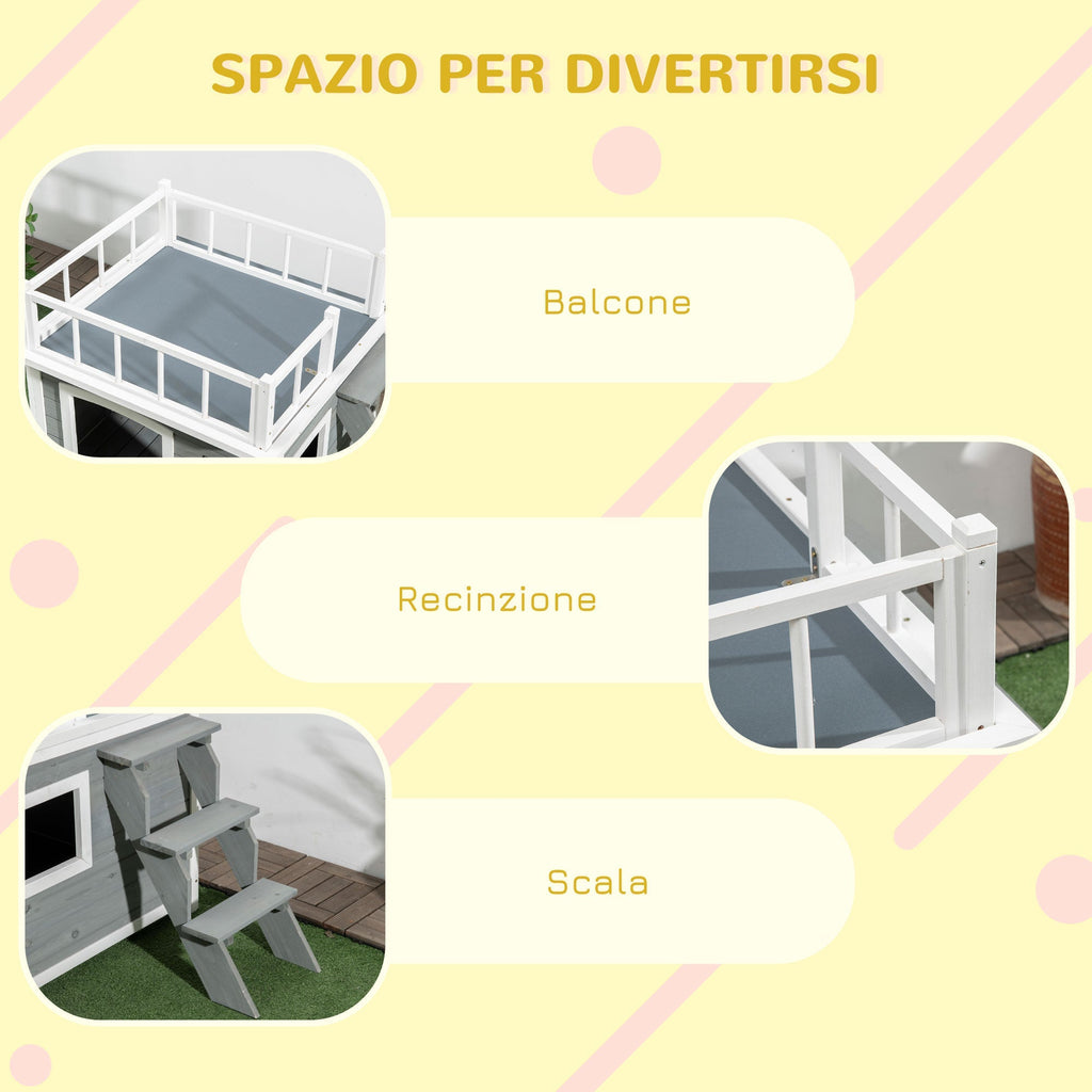 PAWHUT CASETTE FOR DOG WITH THE SCALETTA terrace and window 121x77x78cm Light Grey - Borgè