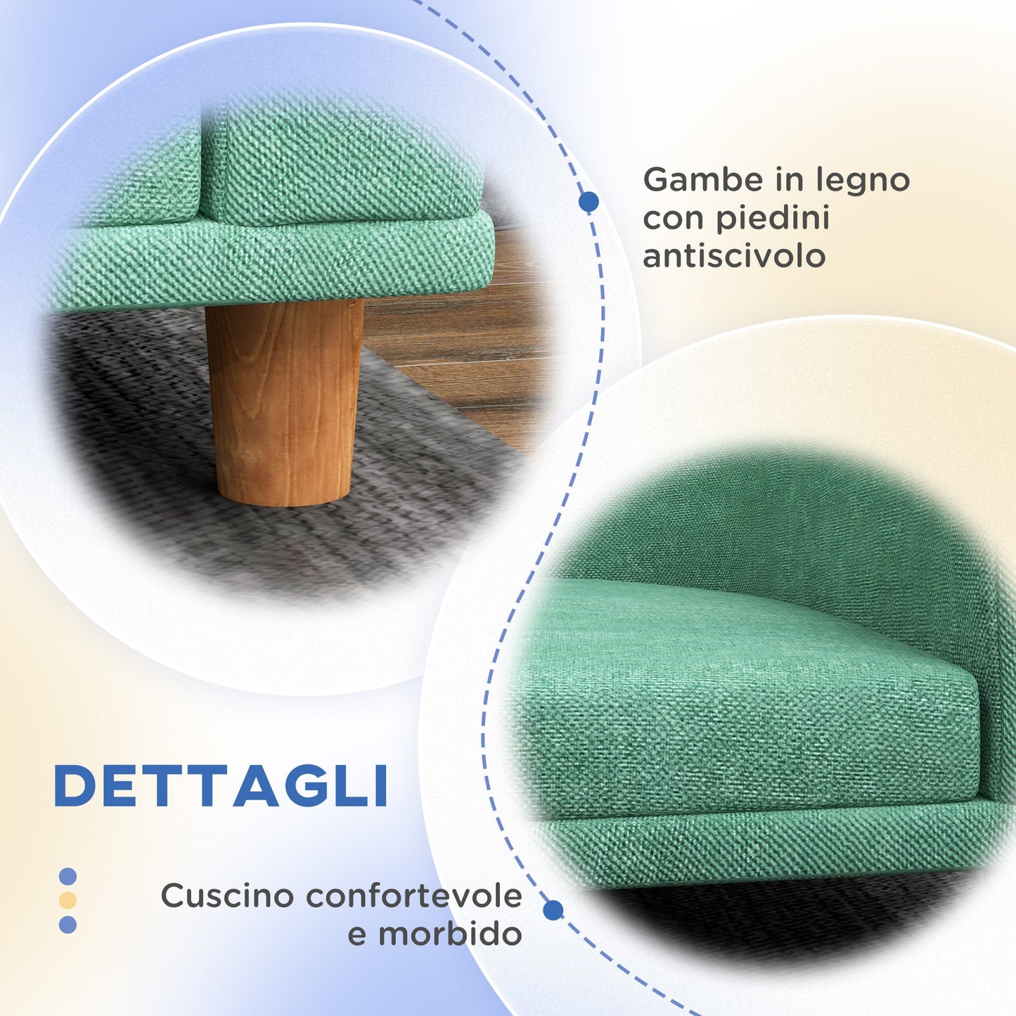 PAWHUT Sofa for large dogs with raised legs and removable cushion, 98x67x25 cm, light green