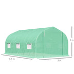 4.5x3x2m Tunnel Greenhouse for Vegetable Garden with Sloping Roof in PE and Steel Pipes Dark Green - Borge' Group Limited
