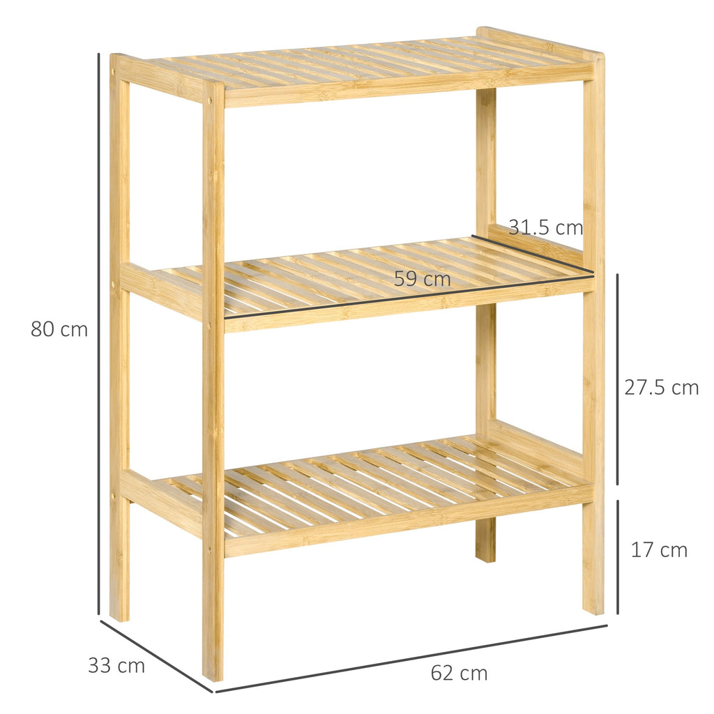 Multiuse mobile 3 levels saving in bamboo for bathroom and living room, 62x33x80cm - Borgè