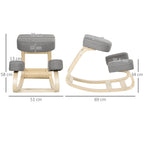 Vatter Ergonomic Postural Herry in Birch Wood and Fullet Cushion and Polyester, 51x69x58cm, Grey - Borgè