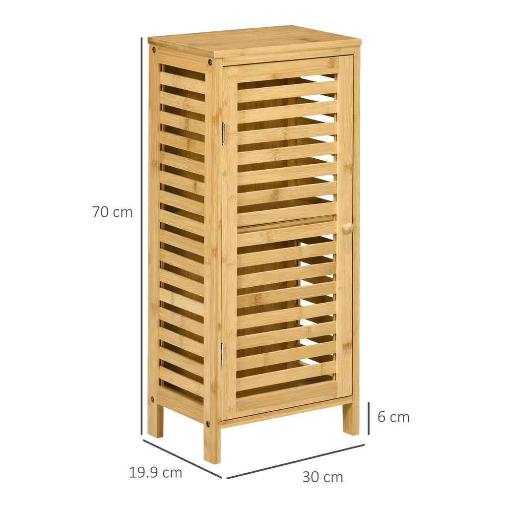 kleankin bamboo bathroom with adjustable internal shelf, 30x19.9x70 cm, wooden color - Borgè