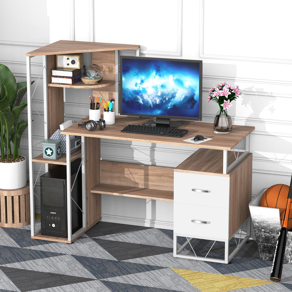 Desk for computer PC Office with shelf 133 x 55 x 123cm - Borgè