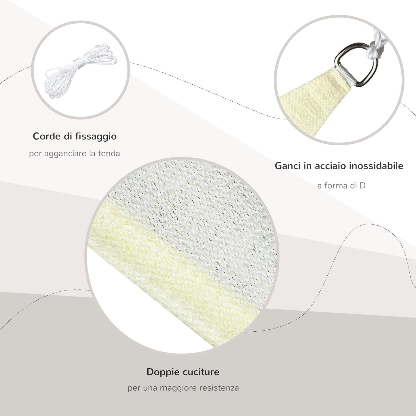 Outsunny triangular tenda in HDPE, Crema, 4x4x4m - Borgè