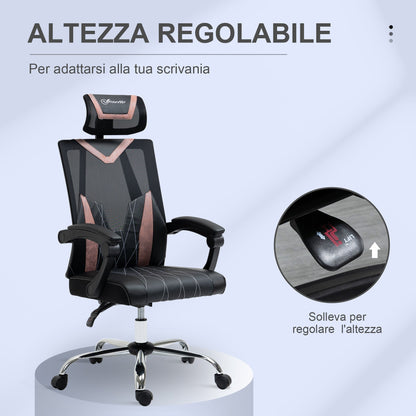 Ergonomic office chair with lumbar and cervical support, adjustable height and inclination, 58x62.5x112-120cm - black - Borgè