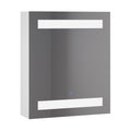 Bathroom wall cabinet with 1 door, mirror and LED lights | 2 internal shelves | White MDF (60 x 50 x 15cm) - Borgè