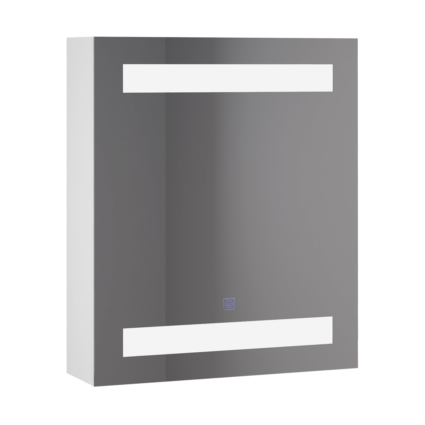 Bathroom wall cabinet with 1 door, mirror and LED lights | 2 internal shelves | White MDF (60 x 50 x 15cm) - Borgè