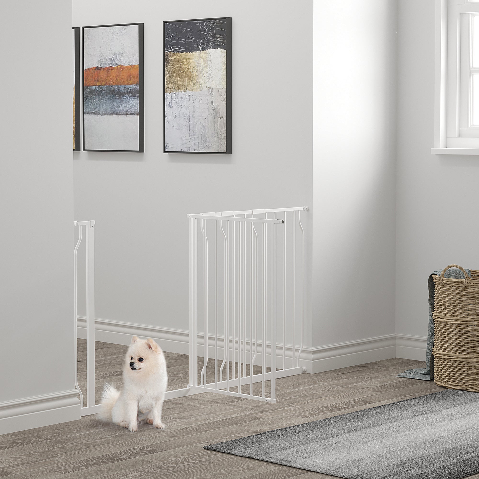 PAWHUT Safety gate for extendable dogs from 75-145cm, in steel and ABS - Borgè