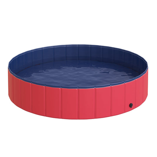 Pawhut folding swimming pool for dogs in pvc, red, 140x30cm (Øxh) - Borgè