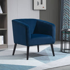 Homcom Modern Armchair Nordic style Cover Velvet and Legs in Wooden, Blue - Borgè