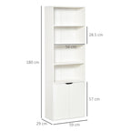 Homonda Modern Library 4 shelves with 2 wooden doors, 59x29x180cm, white - Borgè