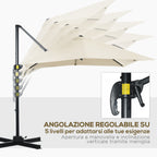 2.5x2.5m Cream Garden Umbrella with 5-Level Adjustable Angle and 360° - Borge' Group Limited