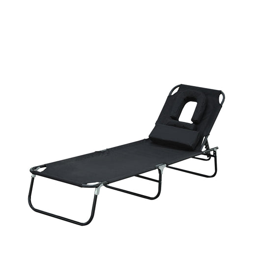 Outsunny sun bed garden bed lecture chair with black front opening - Borgè