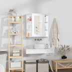 Wall cabinet with mirror and shelves for white wooden bathroom 66 x 17 x 63 cm - Borgè