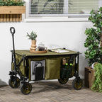 125L Folding Garden Cart with Handle and 5 Bags, 108x55x93 cm, Green - Borge' Group Limited