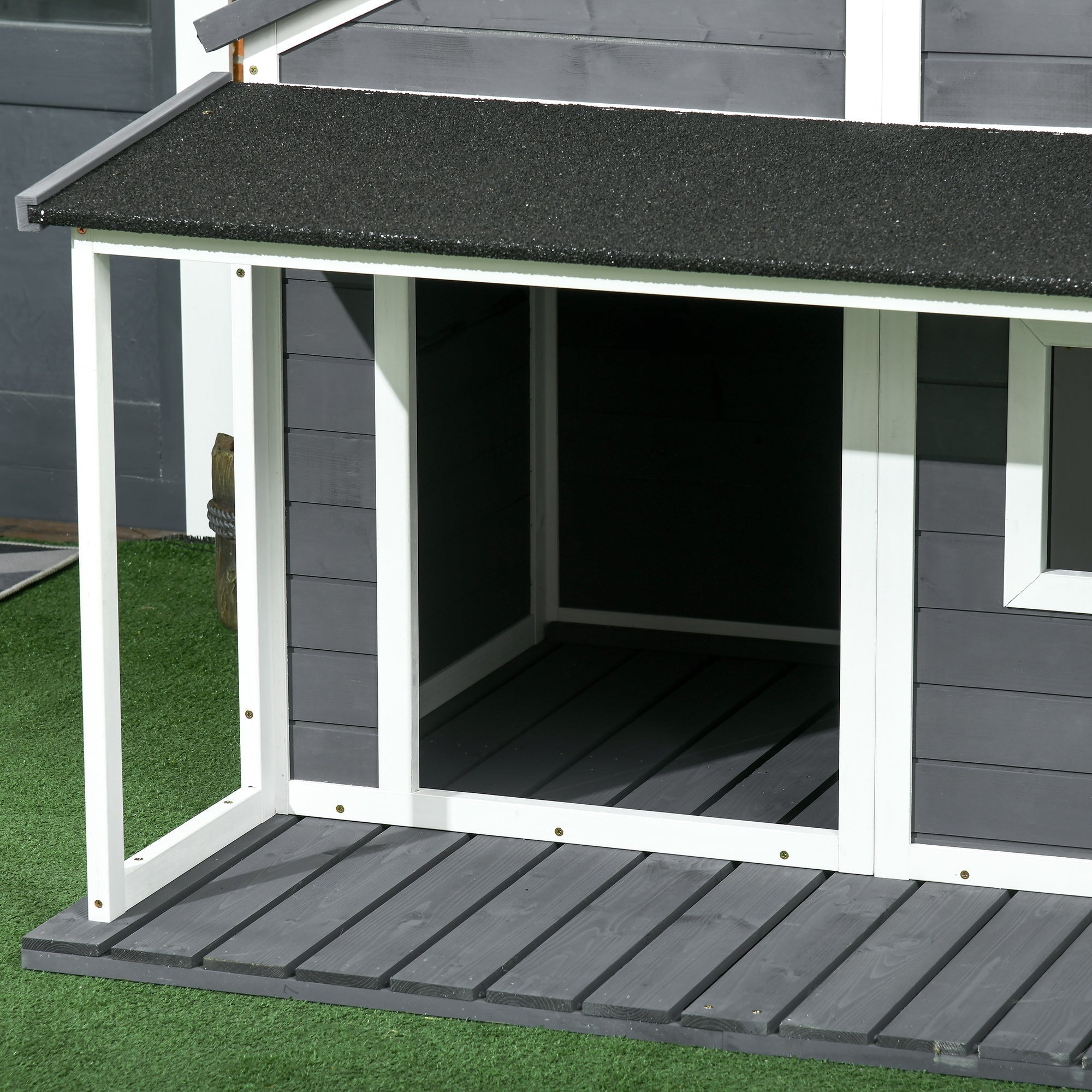 PAWHUT KNEW FOR OUROD DOGS WITH CARE, WINDOW AND Waterproof roof, 124x112x105cm, Grey - Borgè
