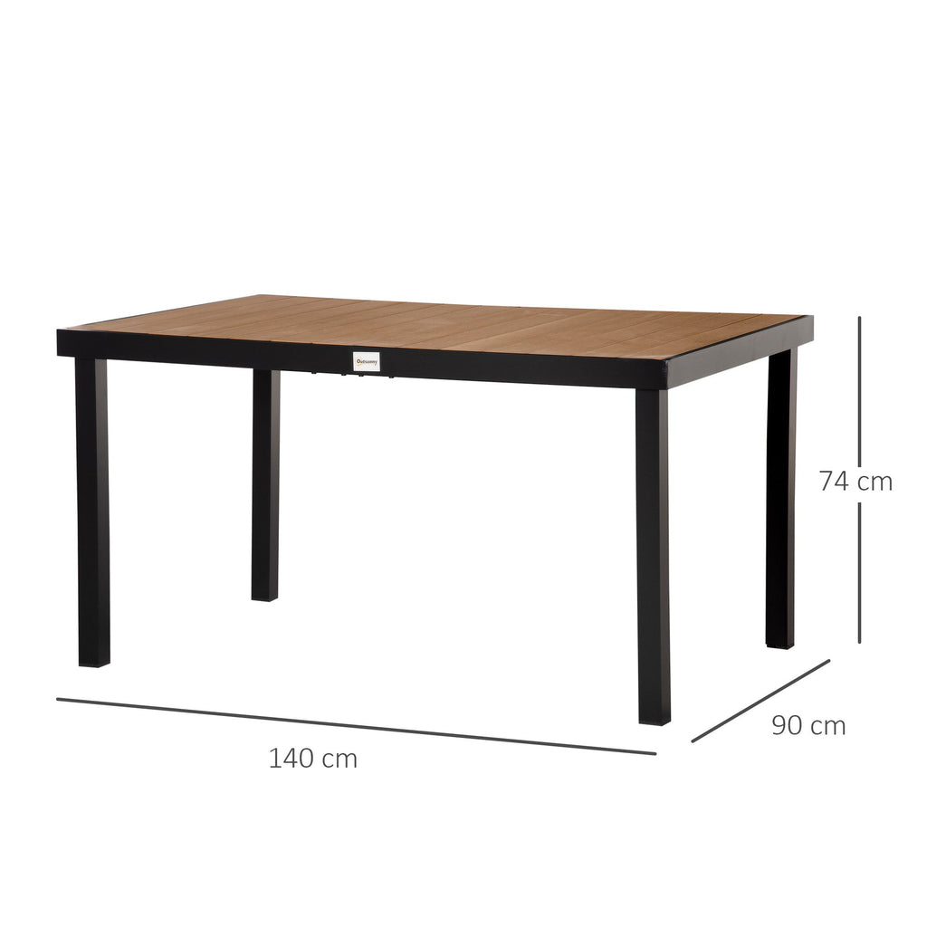 6-Seater Garden Table in Aluminum and Plastic, Black and Wood Color - Borge' Group Limited