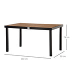 6-Seater Garden Table in Aluminum and Plastic, Black and Wood Color - Borge' Group Limited