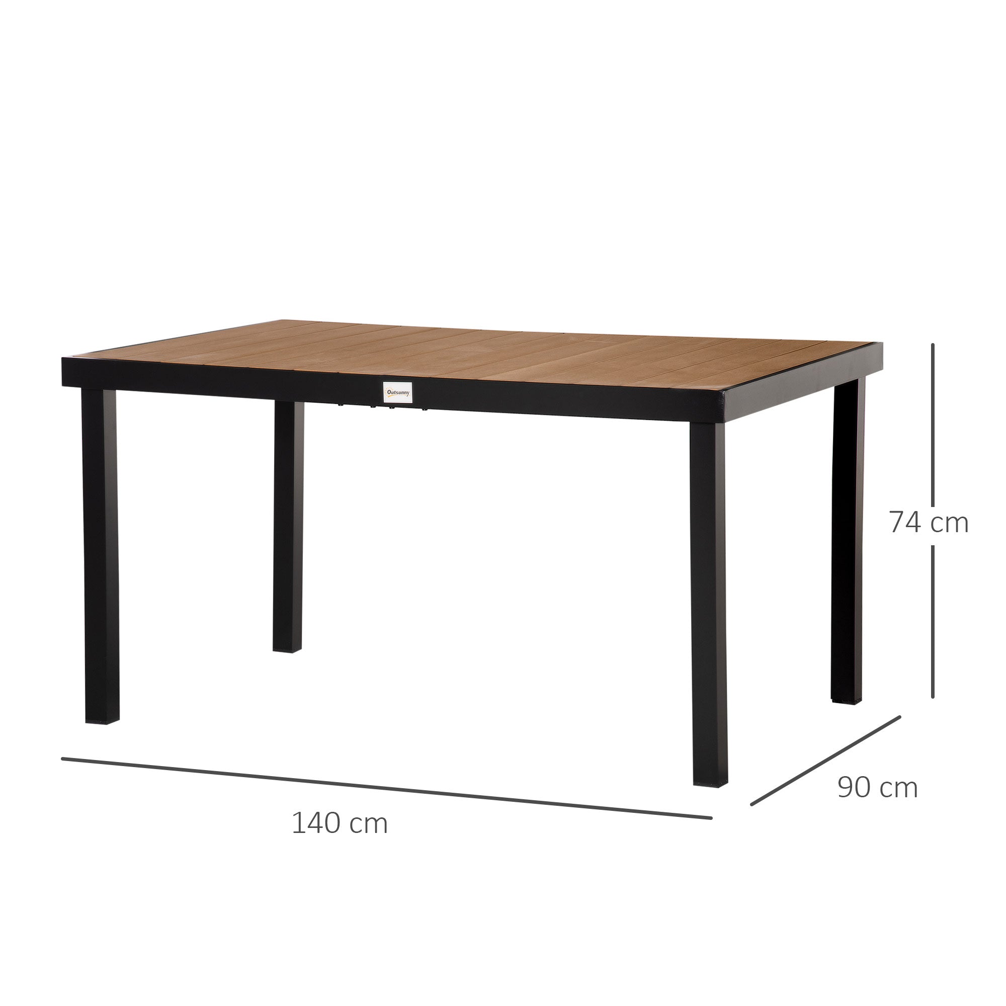 6-Seater Garden Table in Aluminum and Plastic, Black and Wood Color - Borge' Group Limited