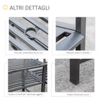 Modern 2-Seater Garden Bench with Table and Umbrella Hole Outdoor Furniture 165x56x85.5cm Black - Borge' Group Limited