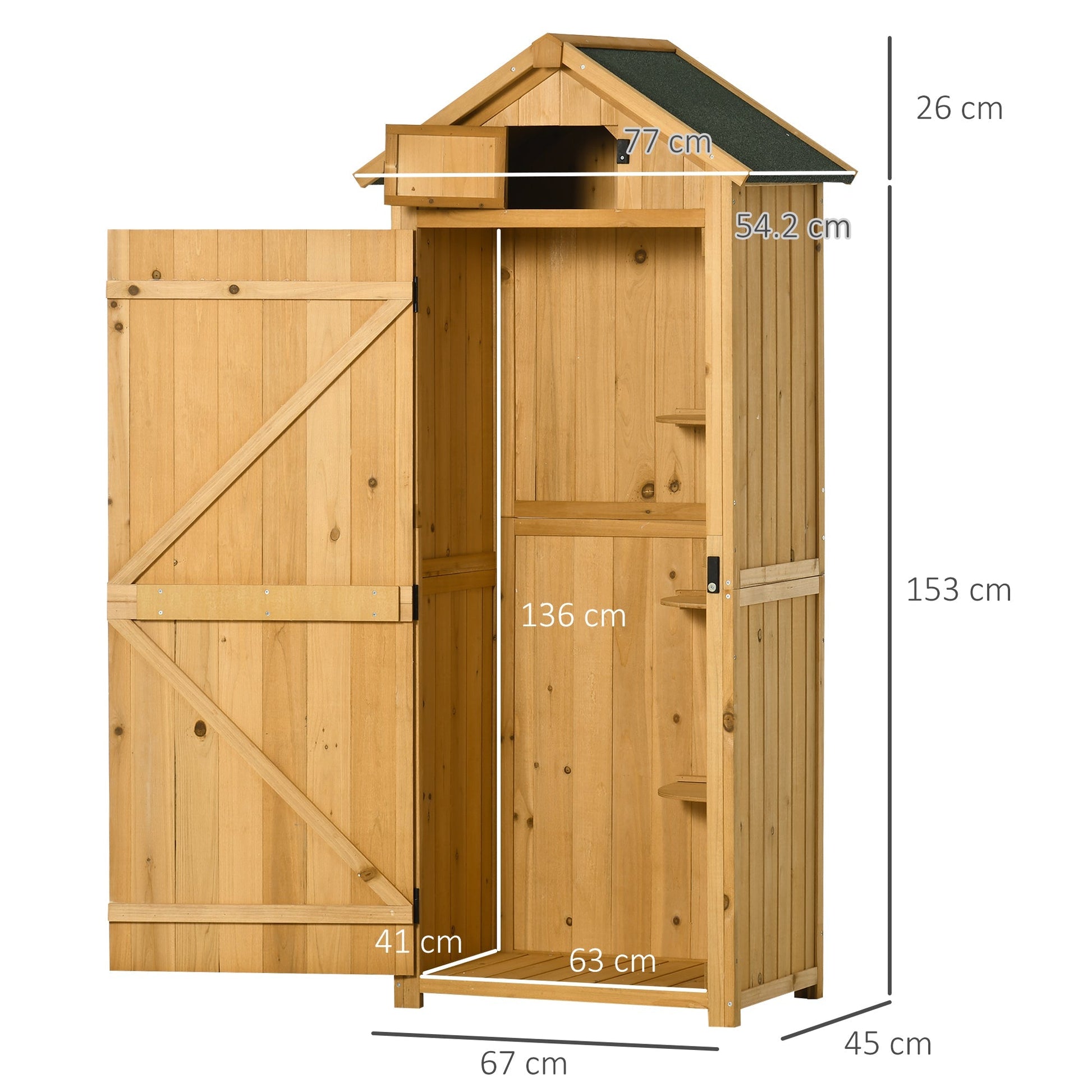 Outsunny garden shed holder in waterproof wooden tools, 77x54.2x179cm - yellow - Borgè