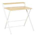 Folding Desk Space with Superior Shelf for Room and Office, 81.5x70x84cm, Wood and White Color - Borgè