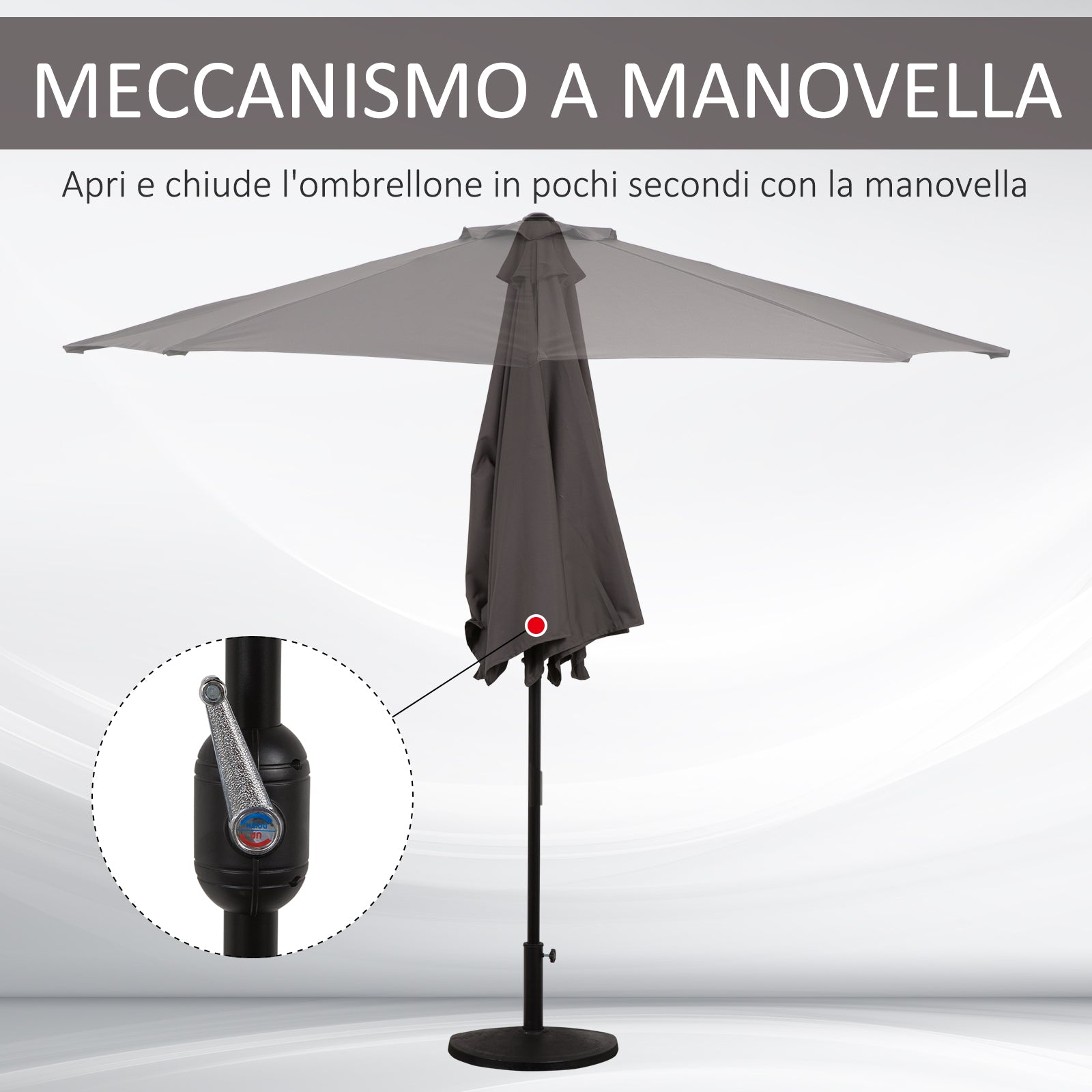 Outsunny wall umbrella for outdoor outdoor polyester anti -UV 269x138x236cm Grey - Borgè