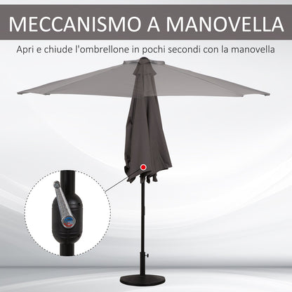 Outsunny wall umbrella for outdoor outdoor polyester anti -UV 269x138x236cm Grey - Borgè