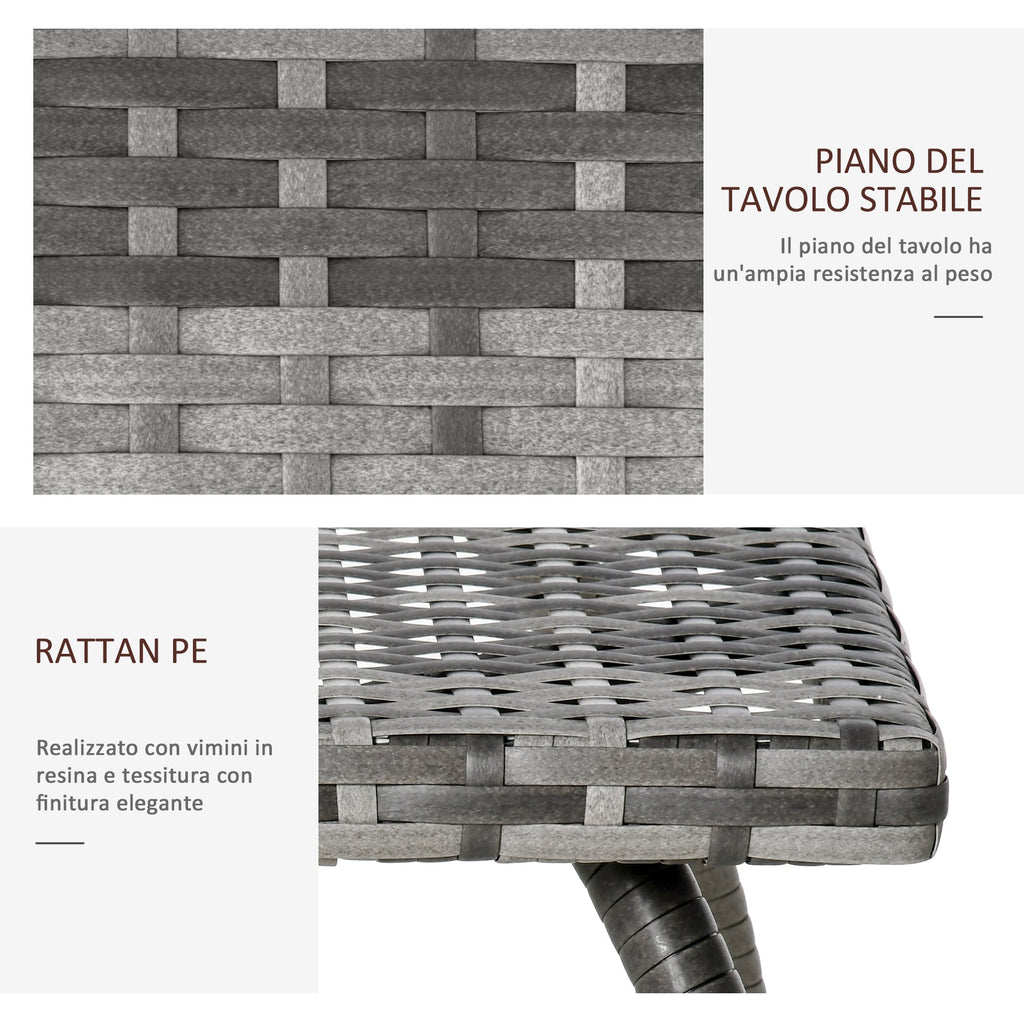 Synthetic Rattan Coffee Table, Small Outdoor Coffee Table, for Garden, Terrace Waterproof Grey 45x45x44cm - Borge' Group Limited