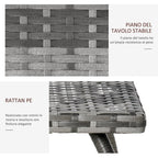 Synthetic Rattan Coffee Table, Small Outdoor Coffee Table, for Garden, Terrace Waterproof Grey 45x45x44cm - Borge' Group Limited