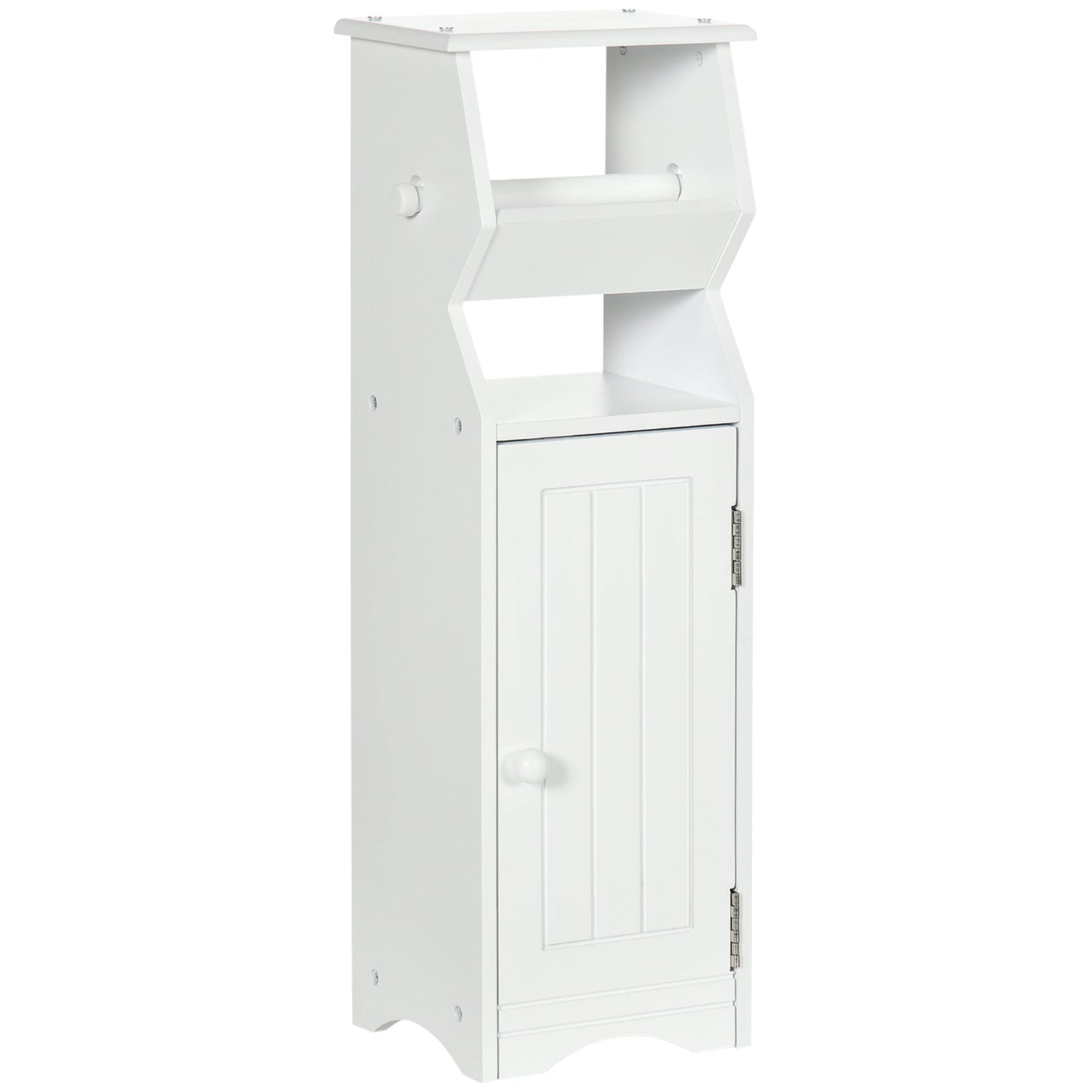 Kleankin Bathroom cabinet in white mdf with locker and space for toilet paper, 19x15x56 cm - Borgè