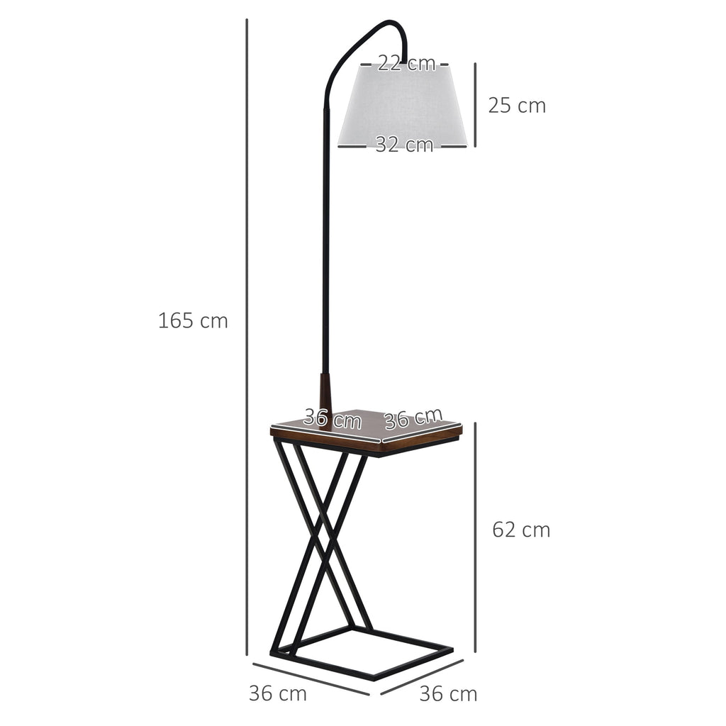 ground lamp with steel and wood shelf - Borgè