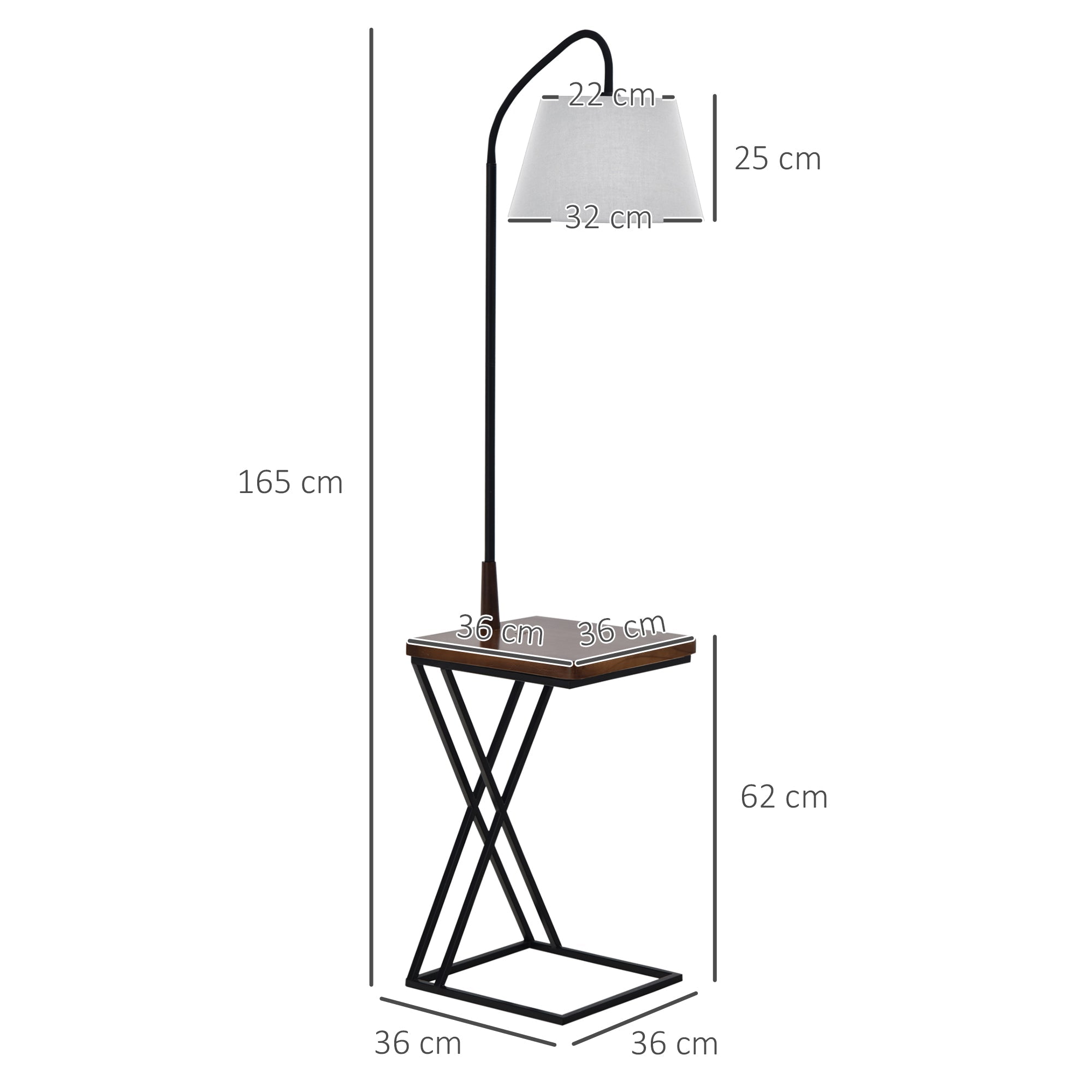 ground lamp with steel and wood shelf - Borgè