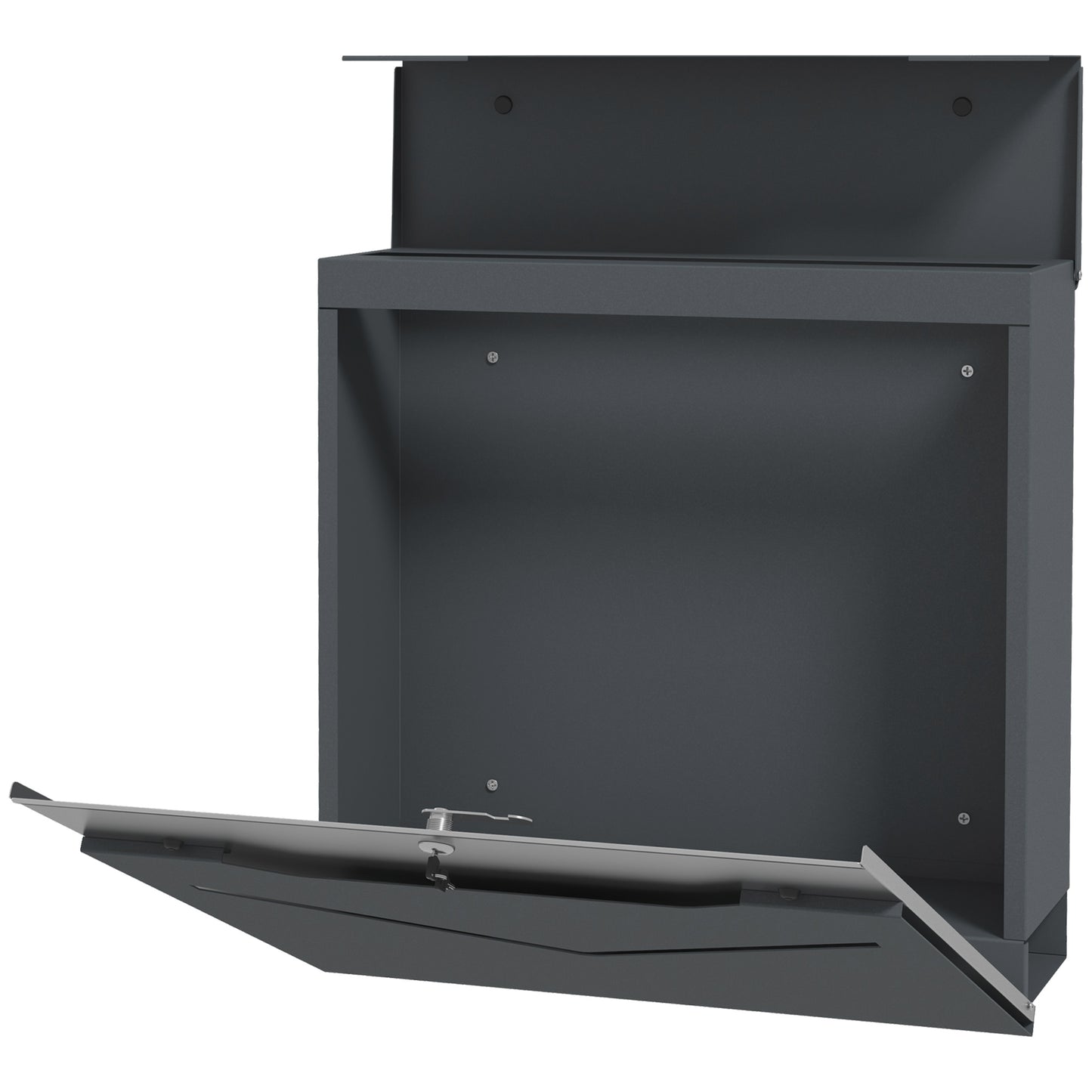 Homcom steel mailbox with 2 safety keys, V -slot and drainage hole, 37x10.5x37 cm, gray - Borgè