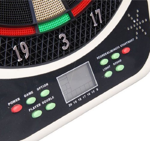 Electronic Plastic Dartboard with 6 Darts, Sound and Visual Effects, 44 x 50 x 3.2cm, Black - Borge' Group Limited