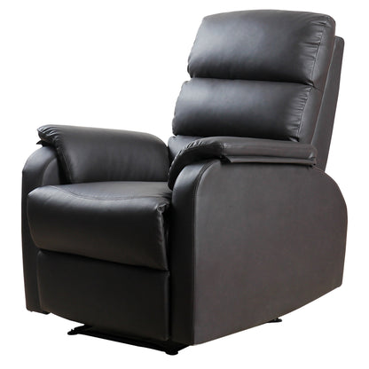 Relaxing Armchair For Interior, manually reclining with padded pillow, in the like and steel, 75x82x99 cm, brown - Borgè