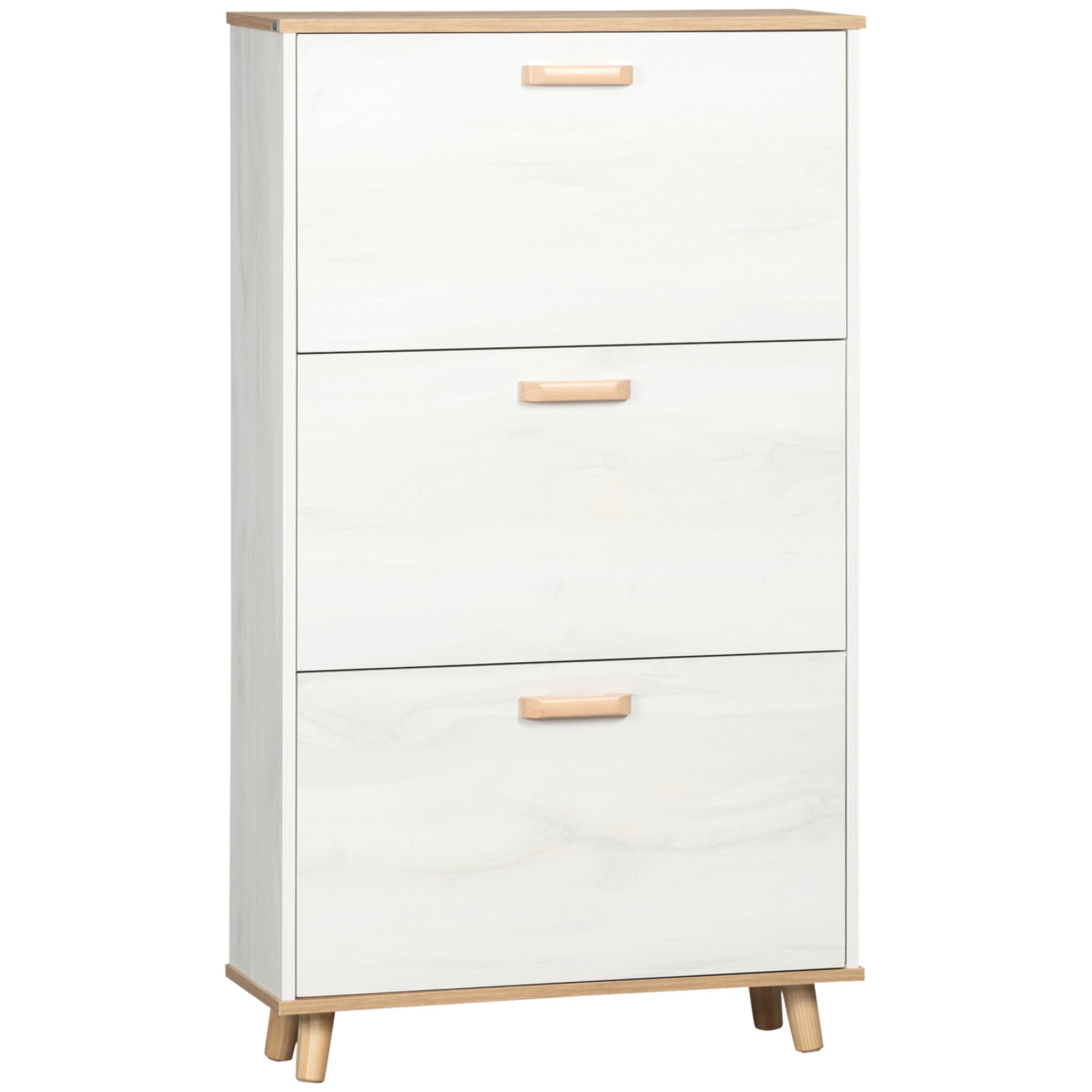 Mobile Scarpper saving in chipboard with 3 drawers and 2 adjustable internal shelves, 70x23.5x122 cm, white - Borgè