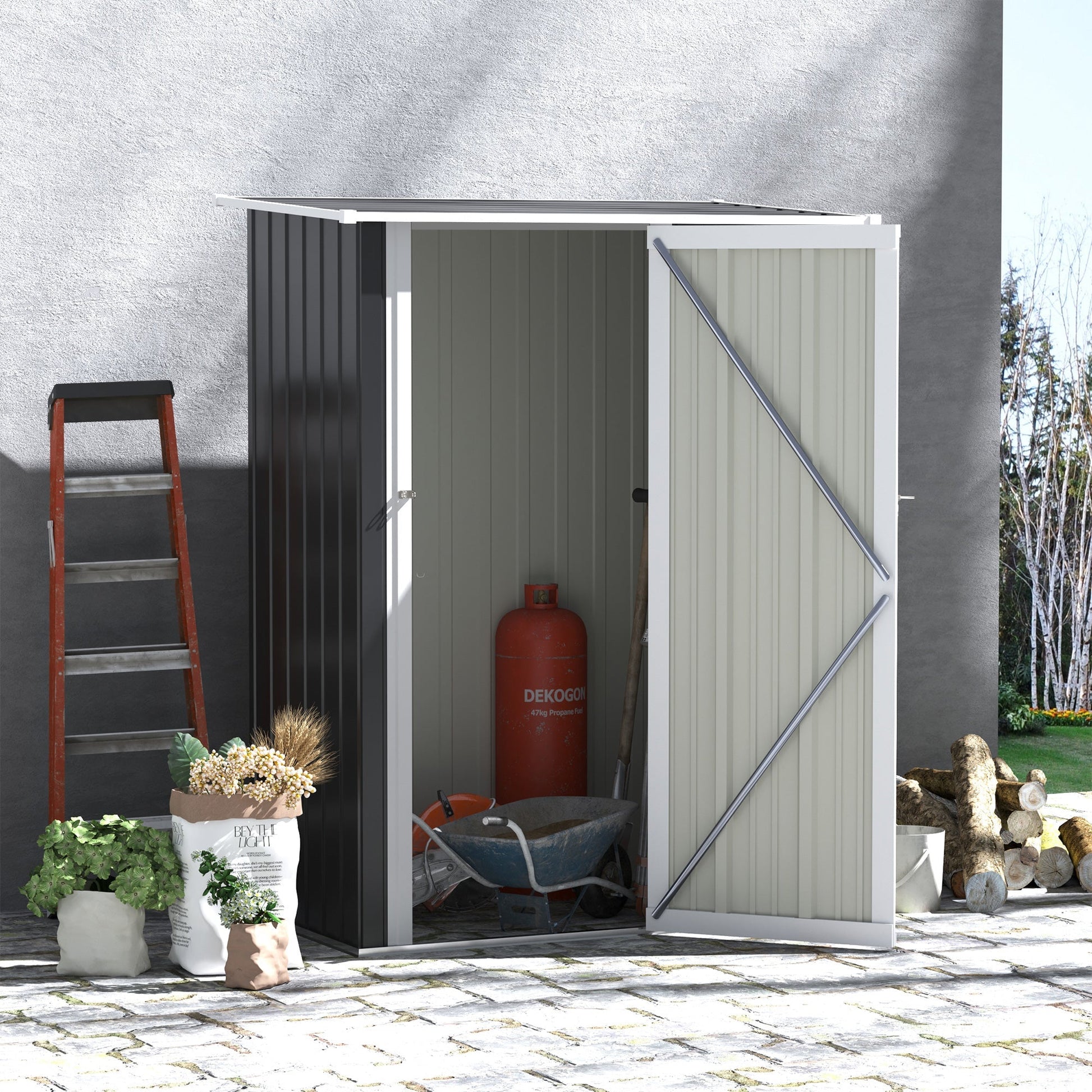 Outsunny Garden house Storage | hut in waterproof steel 142x84x189cm - Borgè