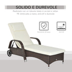 Garden sun bed, deck chair with wheels for beach in rattan adjustable height - Borge' Group Limited