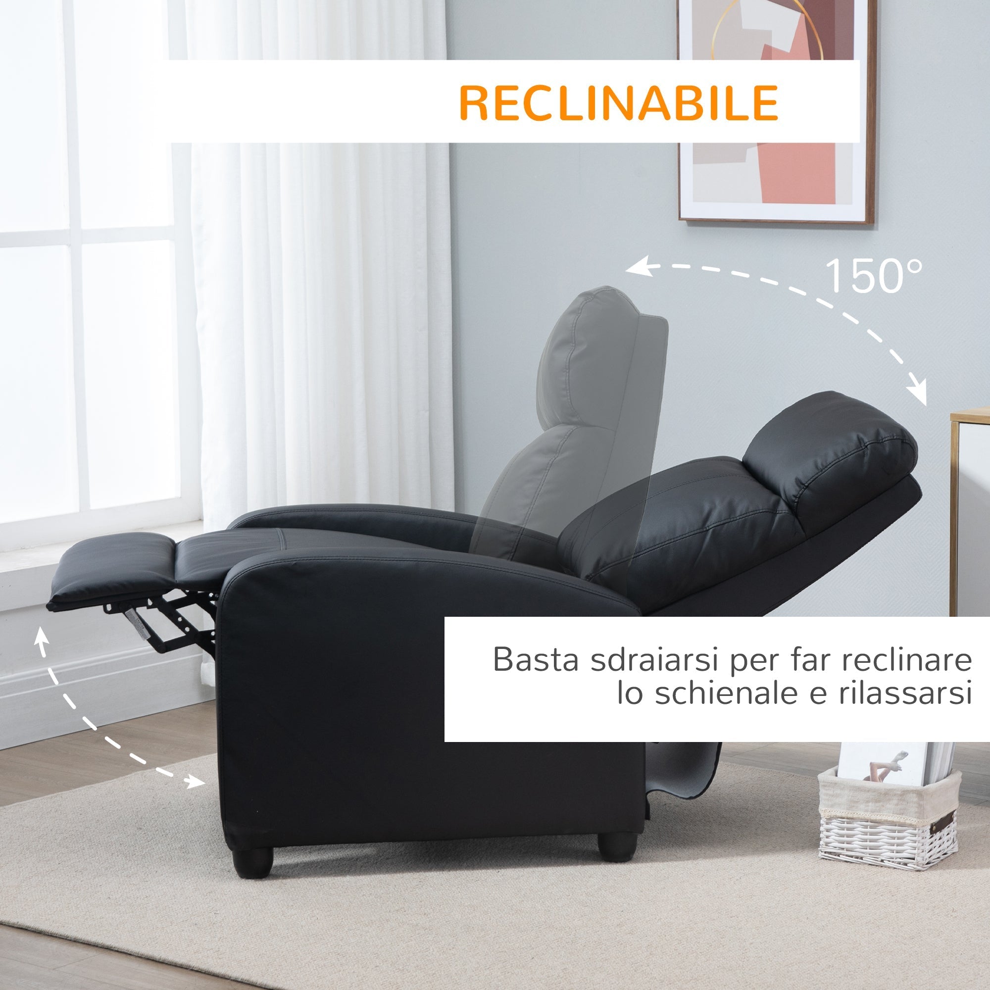 Homcom Campaign Relax Massive with remote control and 8 programs, reclination and footrests, 68x88x98cm, cream - Borgè